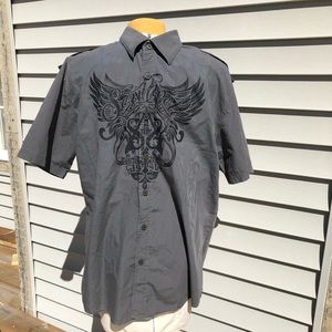 South Pole patterned button down shirt